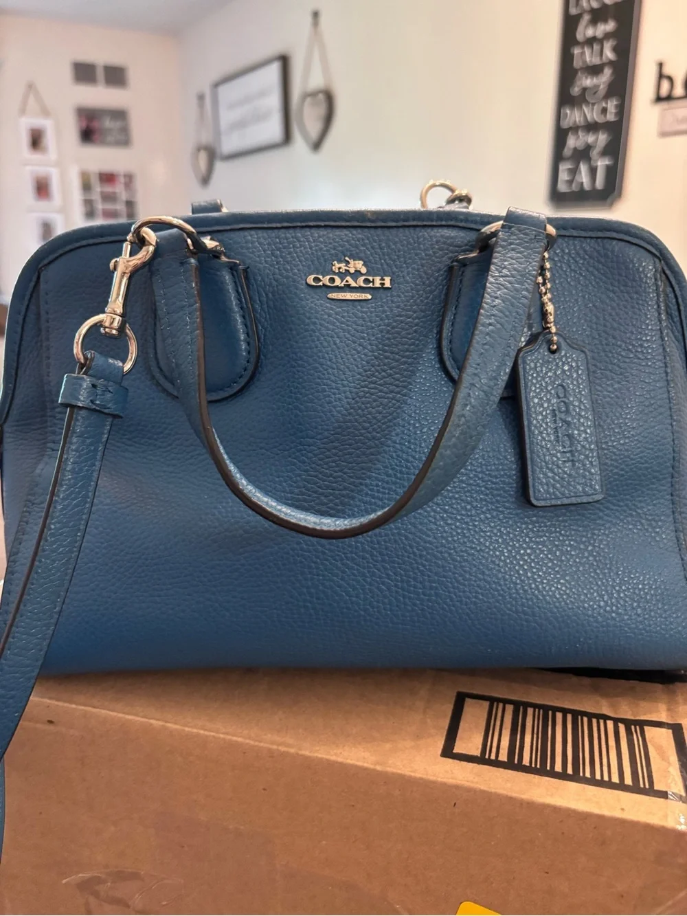 Coach Pebble Leather Satchel with silver Hardware